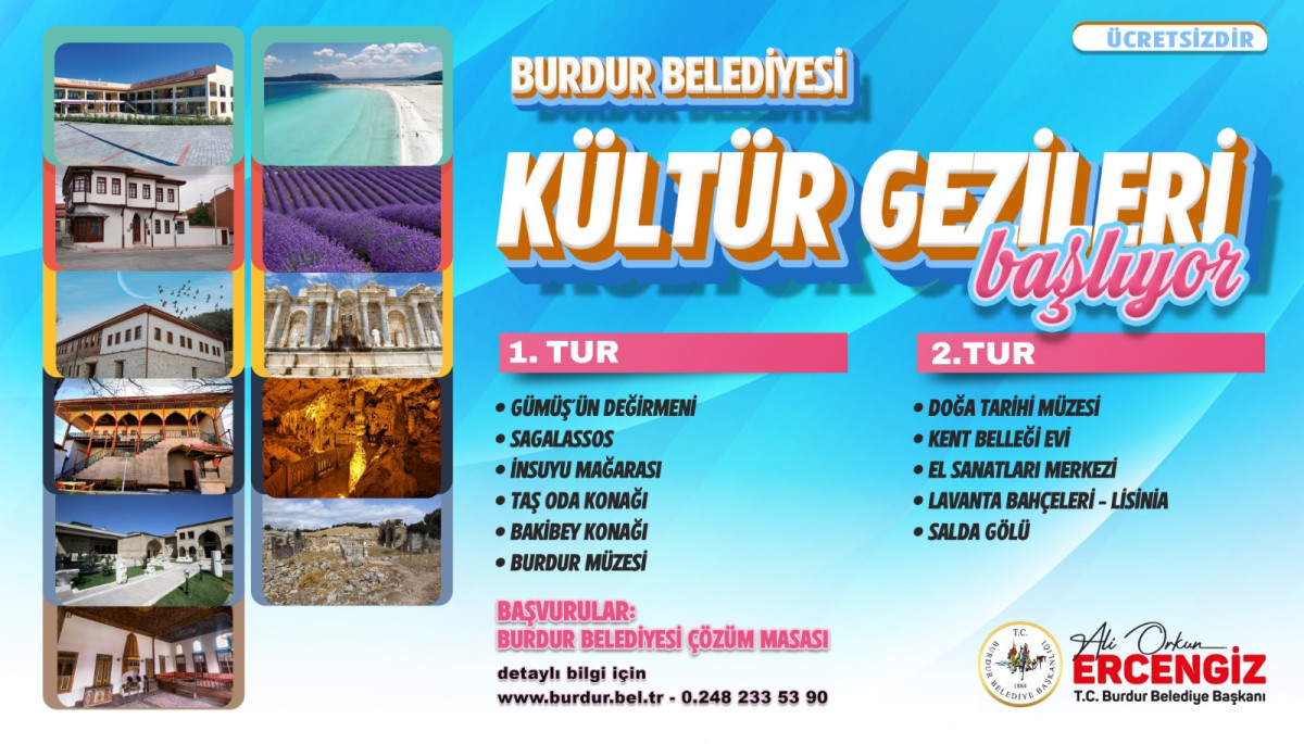 Burdur Belediyesi ücretsiz kültür gezileri başlıyor 