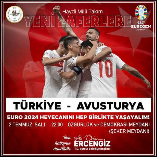  Türkiye-Avusturya maçı Burdur’da dev ekranda!